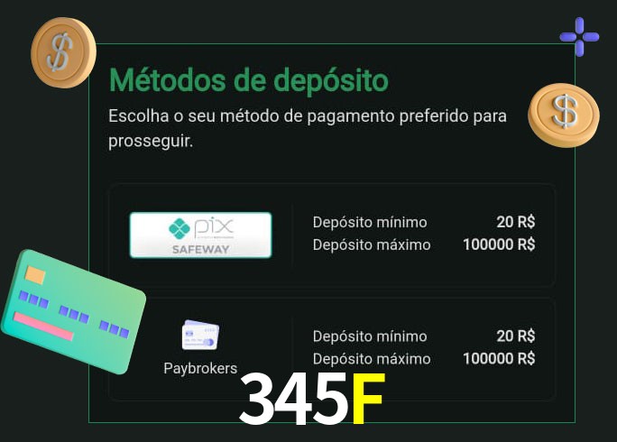 O cassino 345F oferece uma grande variedade de métodos de pagamento